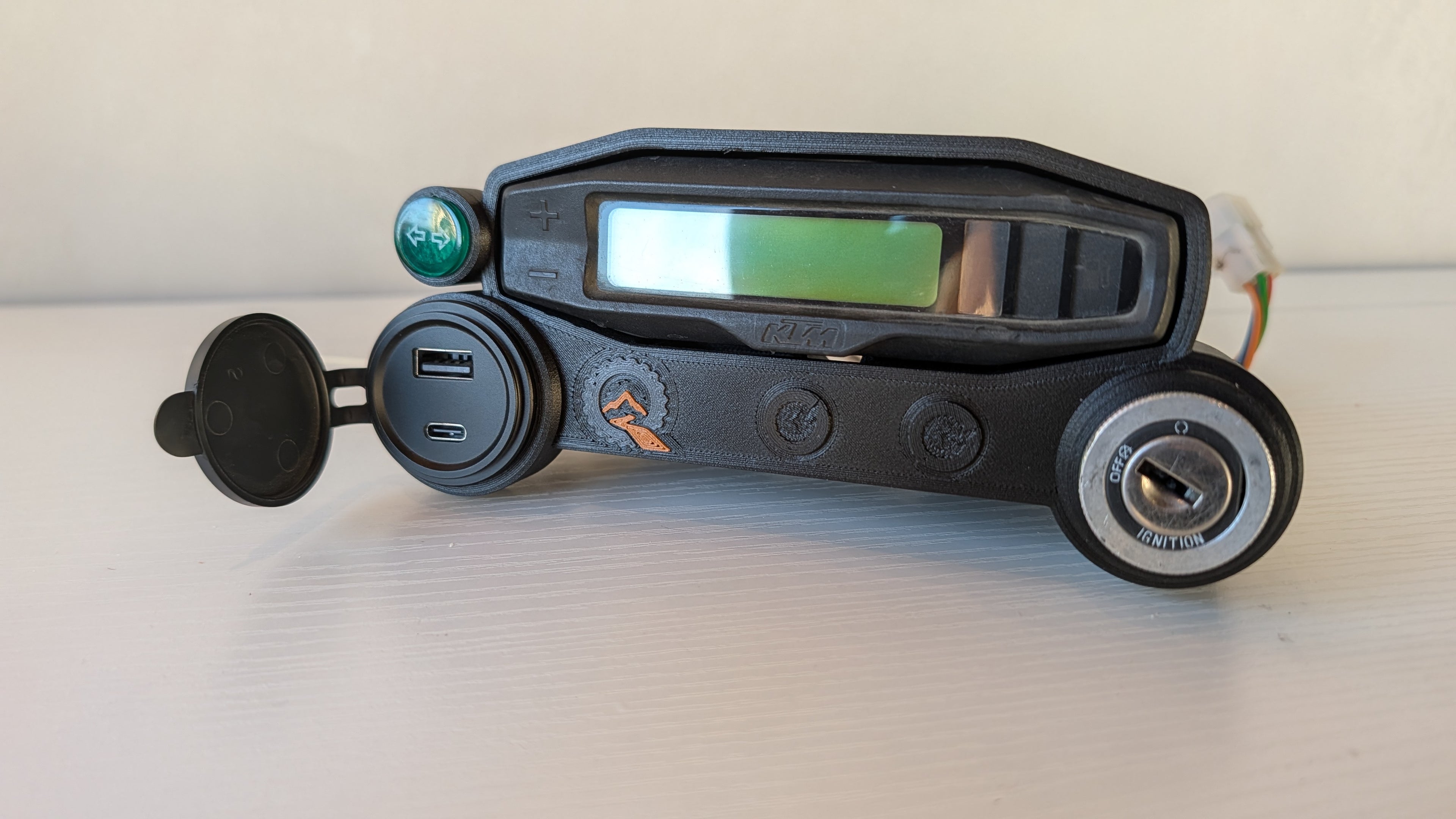 KTM EXC-F dashboard mount front view with speedometer